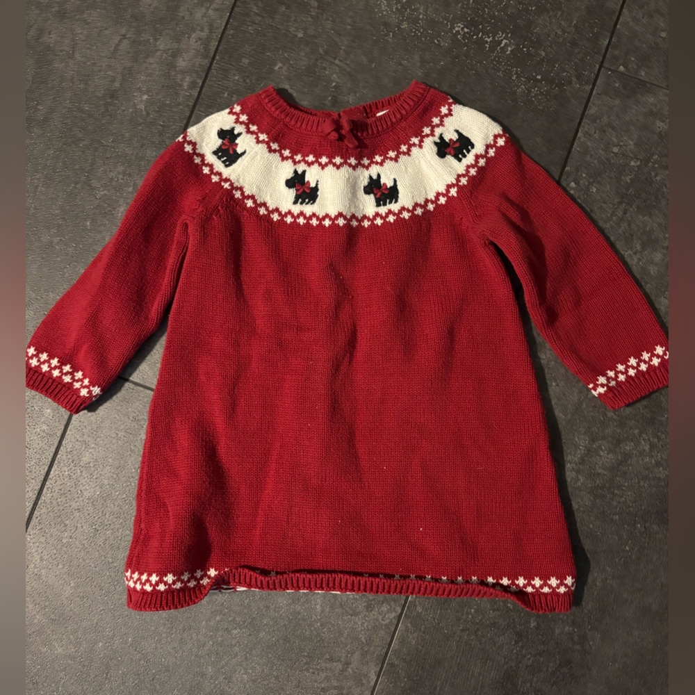 Gymboree Red Knit Dress with Dog Pattern